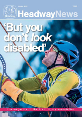 The cover of Headway News features Dave Bowes climbing with the headline 'But you don't look disabled'