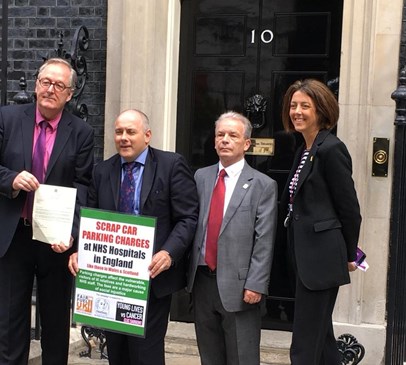 Headway visits Downing Street to hand in hospital car parking petition Main Image