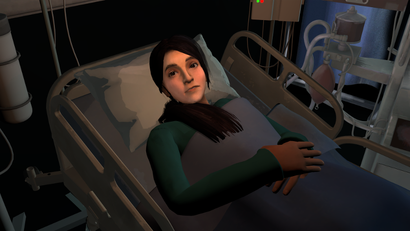 A screenshot from Is Anna OK? shows Anna lying in a hospital bed