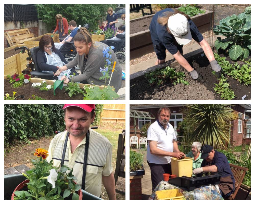 Headway service users enjoying the garden